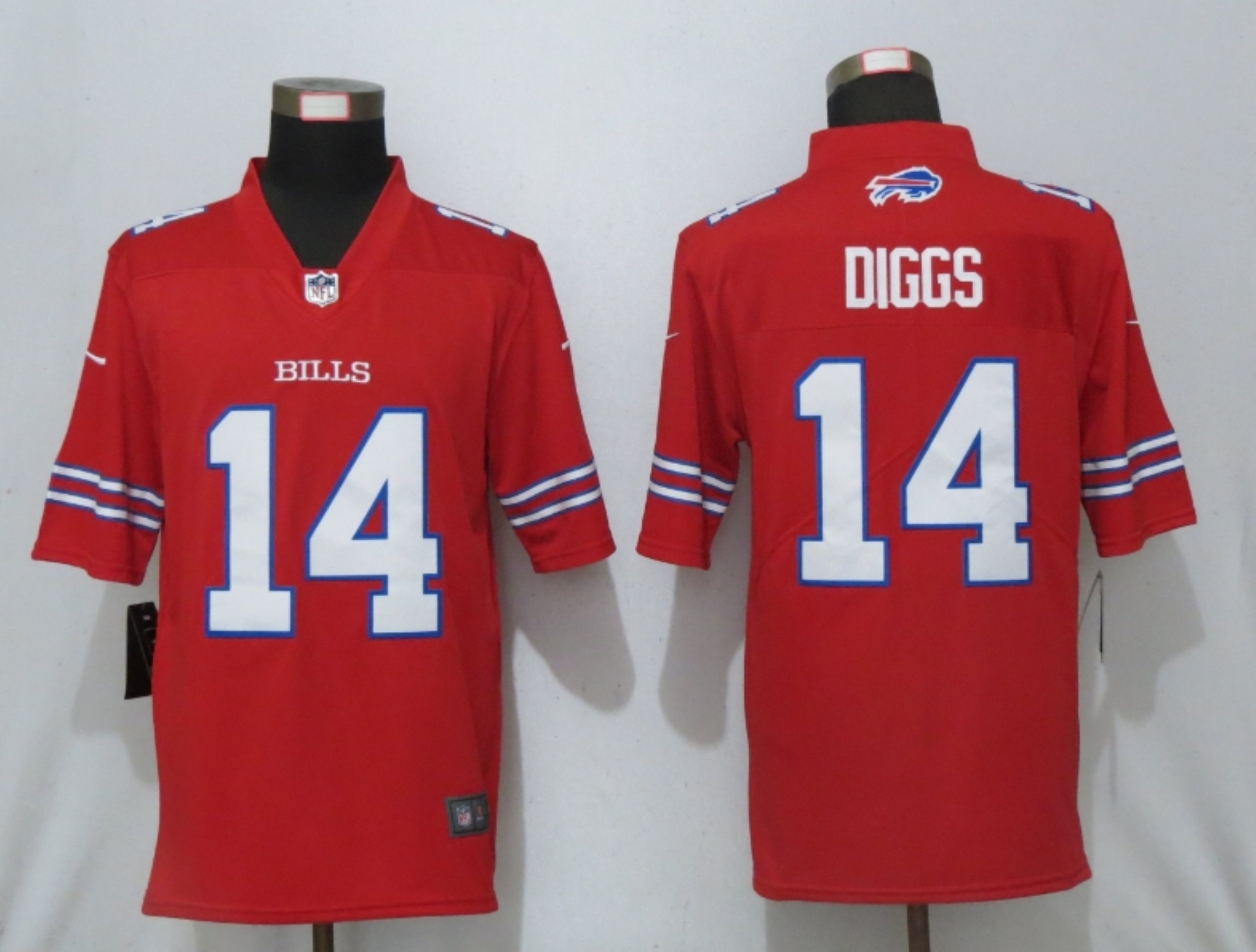 Men New Nike Buffalo Bills #14 Diggs Navy Red Color Rush Limited Jersey